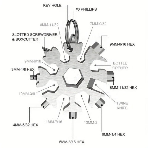 18-in-1 Snowflake Multi Tool Outdoor Camping Travel Camping Adventure Daily Survival Tools Stainless Screwsdriver Bottle Opene