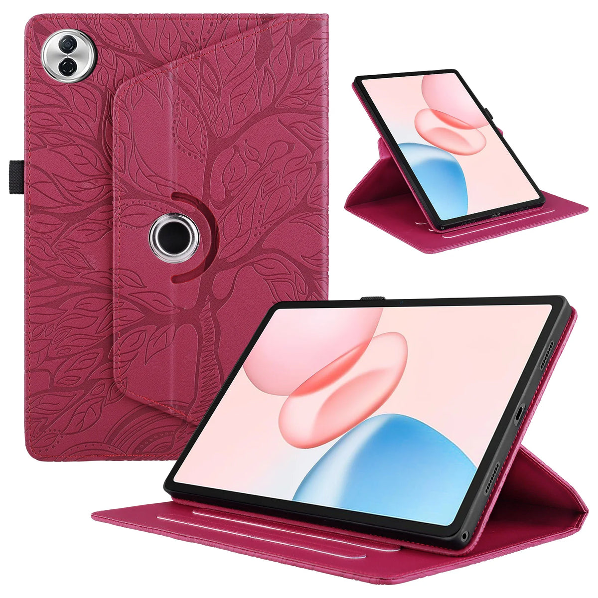 360 Rotating Embossed Life Tree Leather Wallet Case For Honor Pad 10 2025 12.1 X9A X9 Pro X8 V9 11.5 inch Card Holder Flip Cover
