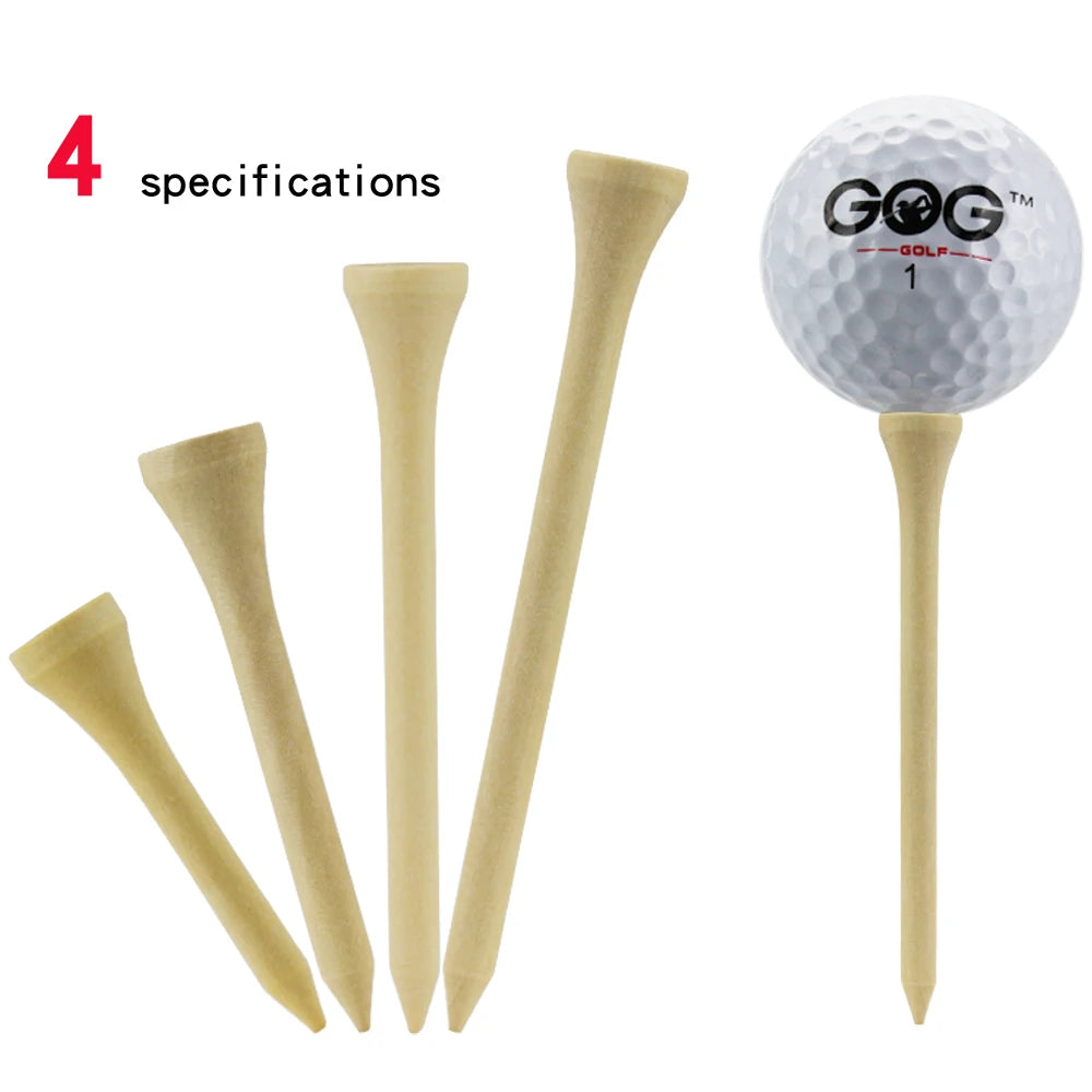 100 Count Wood Golf Tees Wooden Tee Golf Ball Holders Length 42mm 54mm 70mm 83mm Evironment-friendly Tee Micro Head Golf Tee