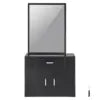 Wall Hanging Salon Organizer for Hairdressers Durable 3-Holders Mirror with Dual Door Storage and Single Drawer for Mall Use