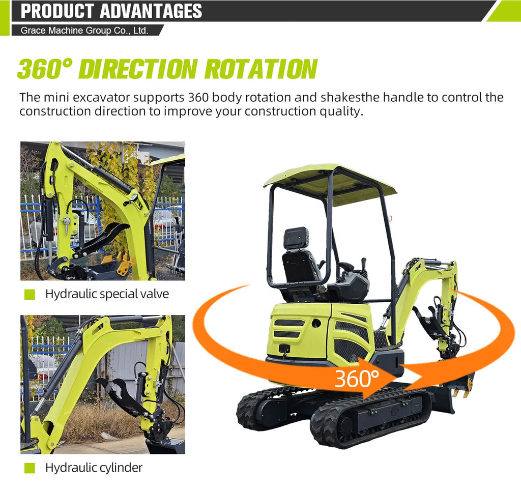 Multifunctional Mini Excavator 0.8-1 Ton Tiny Digger for Indoor Construction Narrow Space Soil Moving