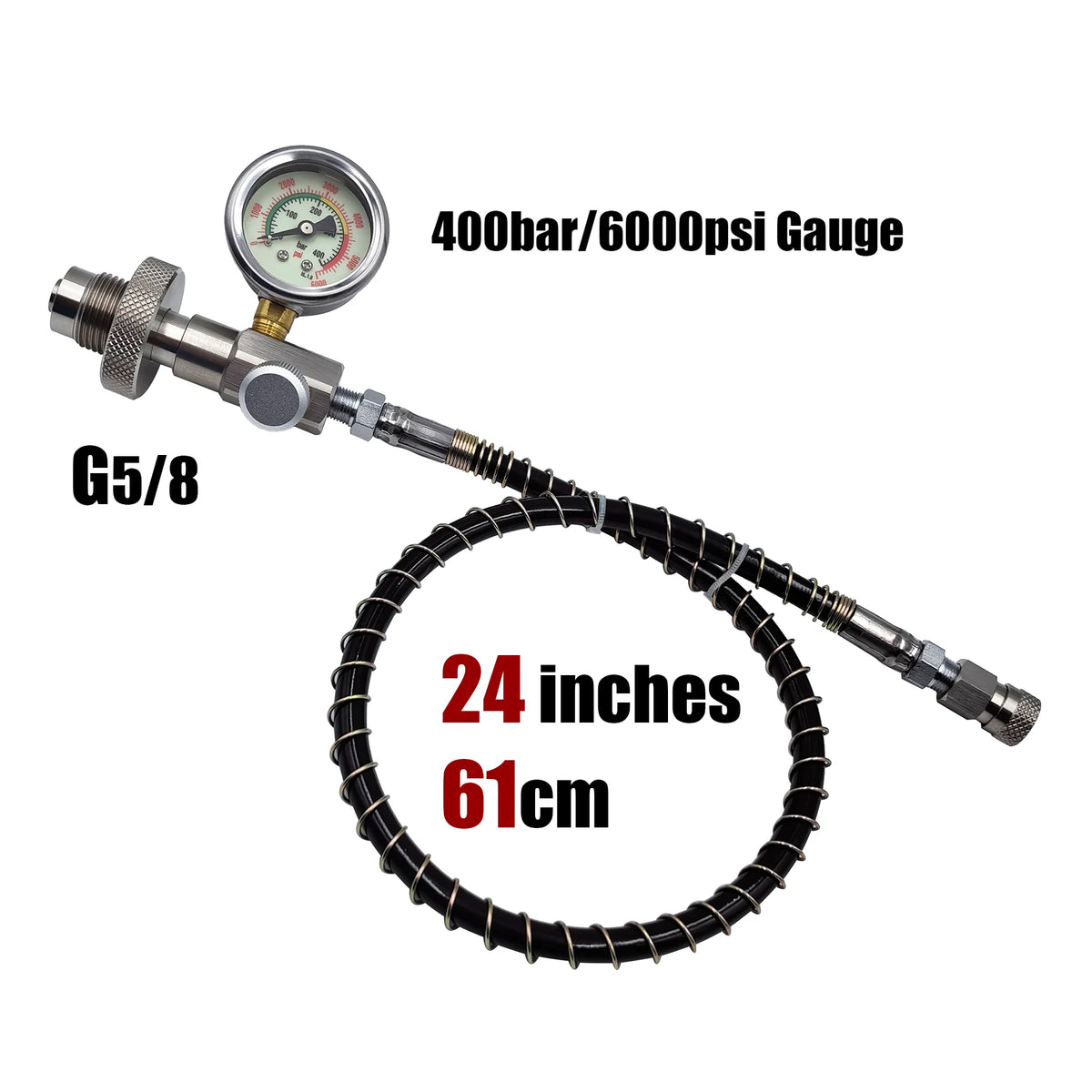 HPA 4500psi/300bar Air Diving DIN G5/8 Connect Fill Station Filling Charging Adaptor Valve Stainless Steel with Hose