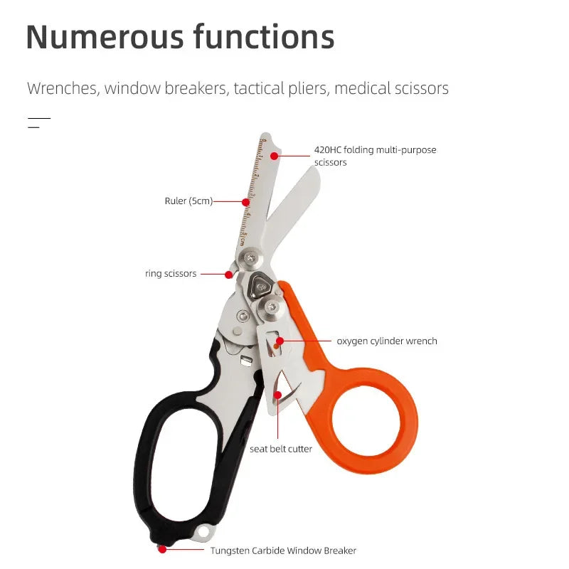 6 In1 Multifunction Medical Emergency Response Raptors Shears Foldable Scissors Pliers Tactical Outdoor Survival Tool Equipmen