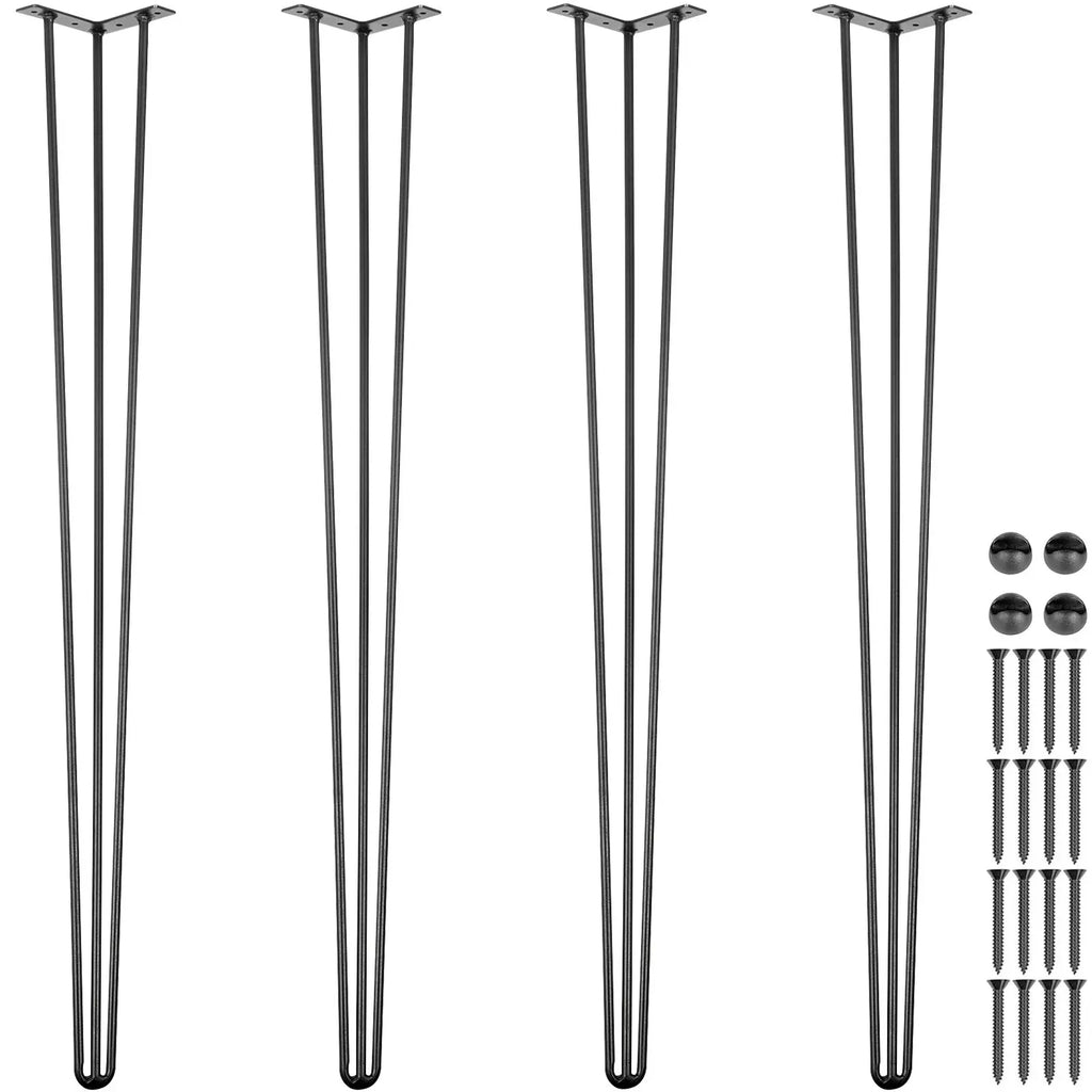 40\" Black Hairpin Table Legs Set 4 Desk Legs with 880lbs Load Capacity 3 Rods Bench Desk Dining for Parks
