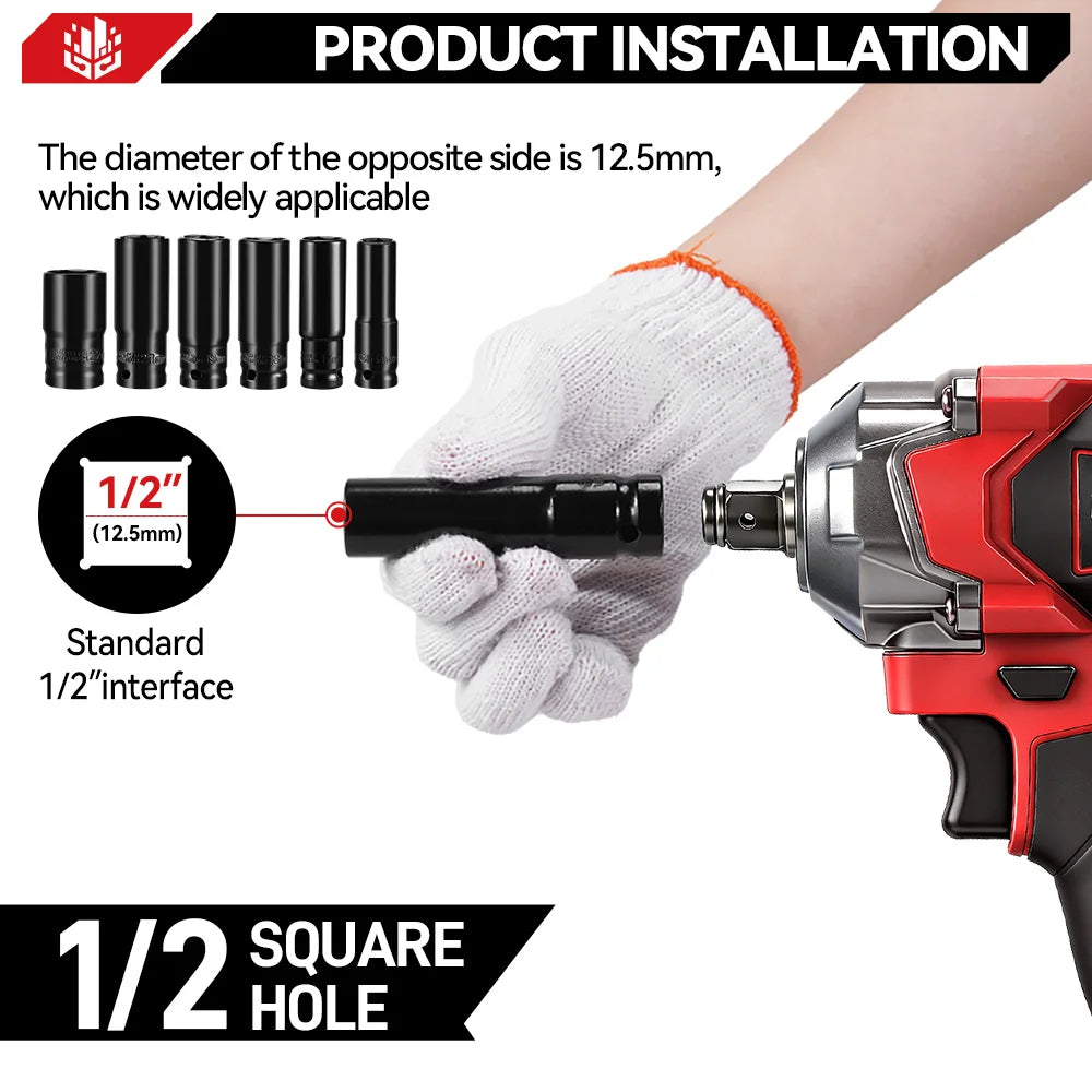 ONEVAN 1200N.M Torque Brushless Electric Impact Wrench 1/2Inch Cordless Wrench Screwdriver Power Tool For Makita 18V Battery Pin