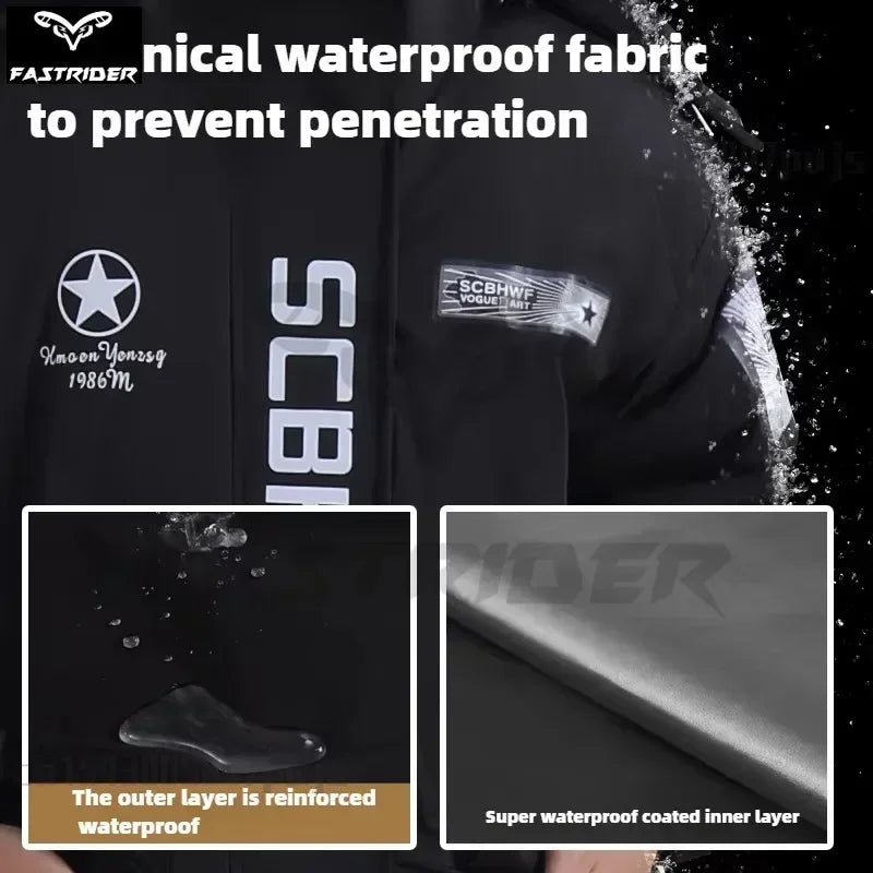 Winter Waterproof Windproof Ski Suit Thick Fleece Jumpsuit for Men Women, Cold Resistant Motorcycle Riding Suit