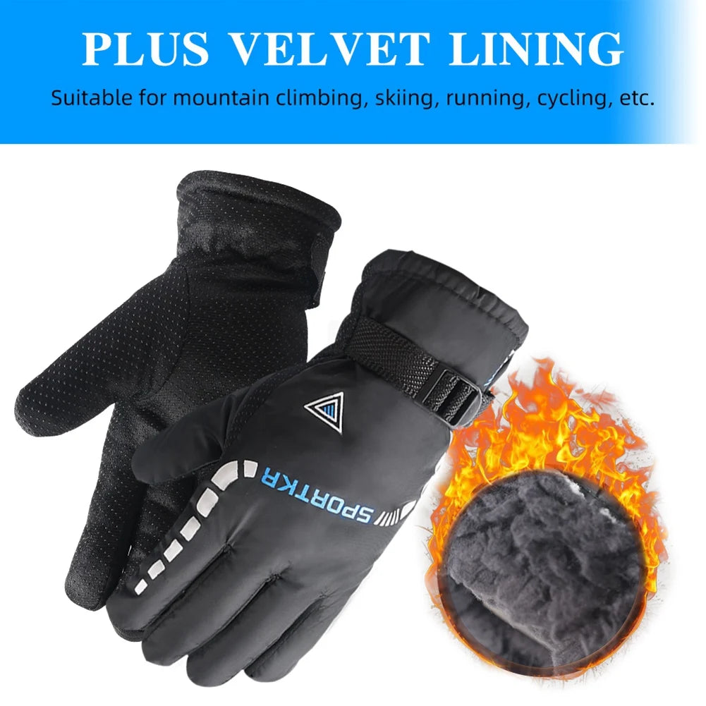 Waterproof Winter Warm Skiing Cycling Gloves Antislip Thickness Thermal Sports Camping Gloves for Men Women Traveling Gloves