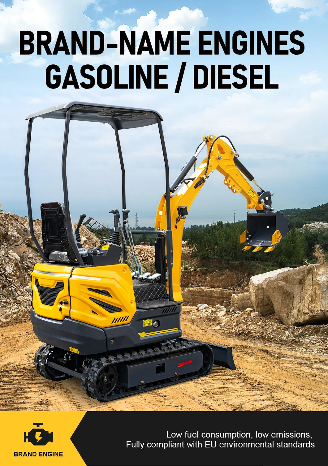 1.8ton Mini Excavator Wide Working Range Low Vibration Long Service Life For Small Commercial Construction Projects Customized