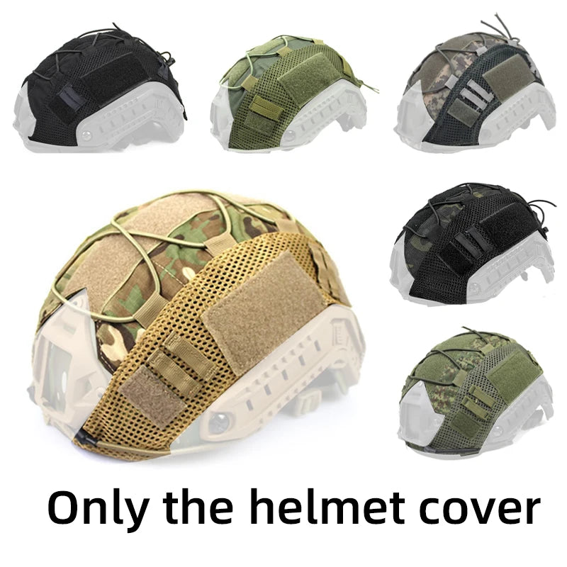 1 PC Tactical Helmet Cover for Fast MH PJ BJ Helmets Fast Helmet Protector Elasticated Cord (Helmet Not Included)