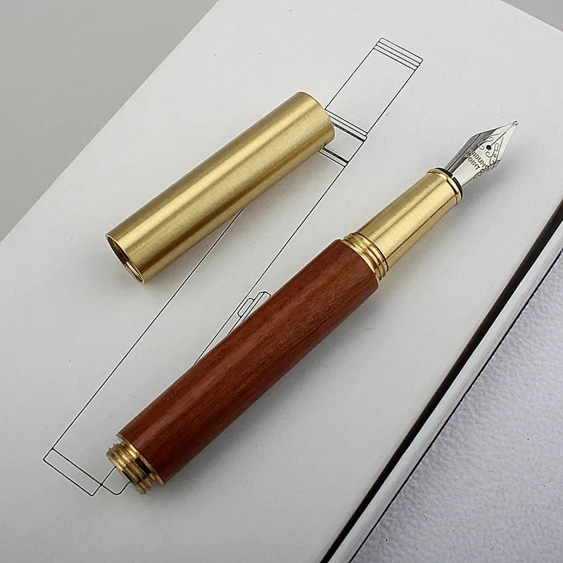 Exquisitely Designed Portable Pocket Vintage Mini Lipstick Pen Brass Solid Wood Materials Stationery Gifts Office Supplies