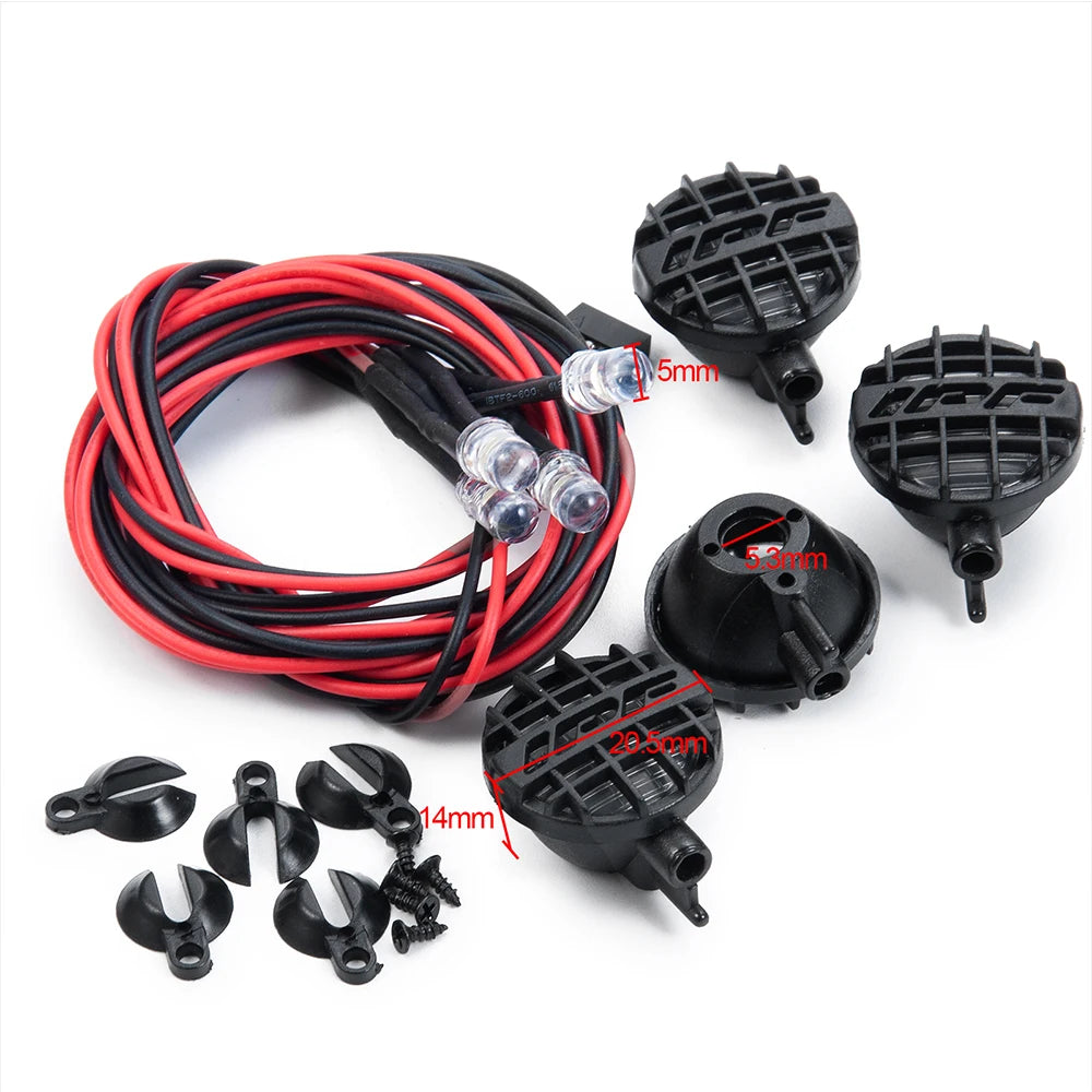 AXSPEED RC Car Roof Lights Round/Square 4LEDs Headlamp IPF Sticker for 1/10 Axial SCX10 TRX4 TRX6 TF2 Tamiya CC01 D90