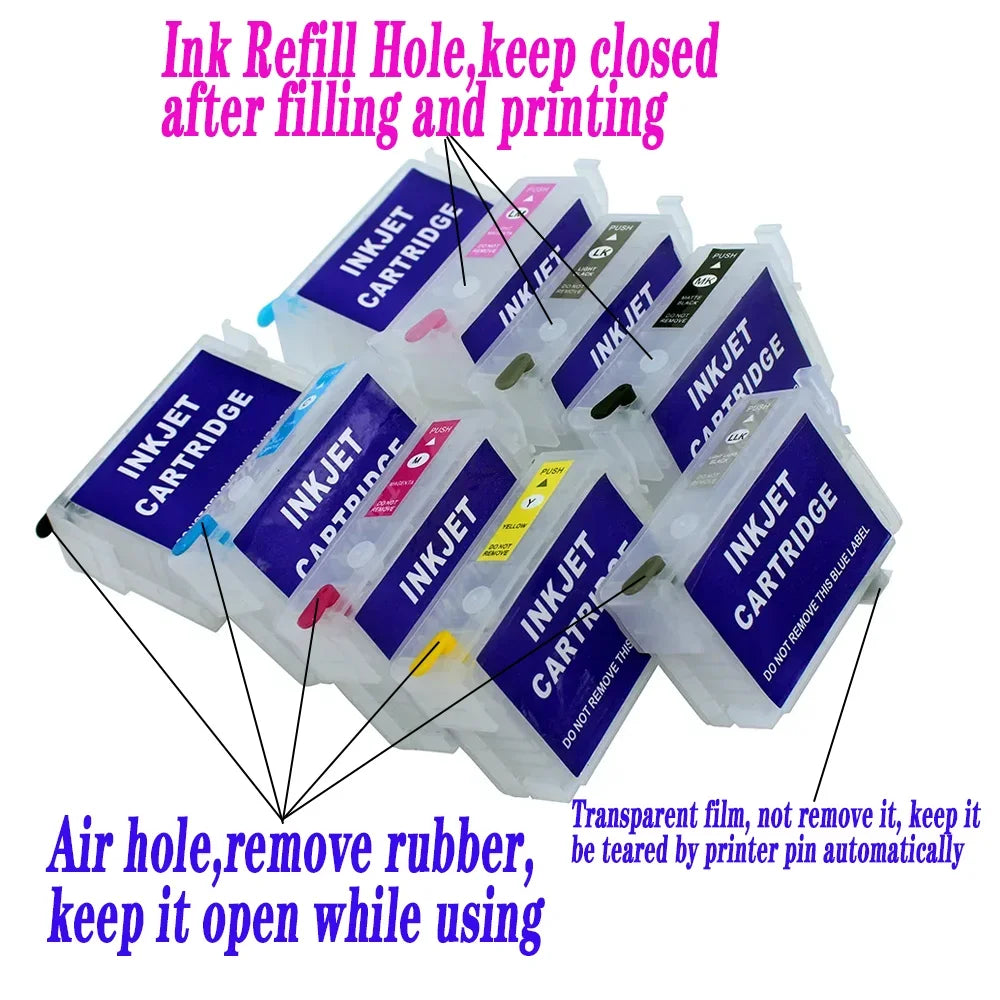 9PC/Set 30ML R3000 T1571 Refill Ink Cartridge with ARC Chip for Epson T1571-T1579 Stylus Photo R3000 Printer