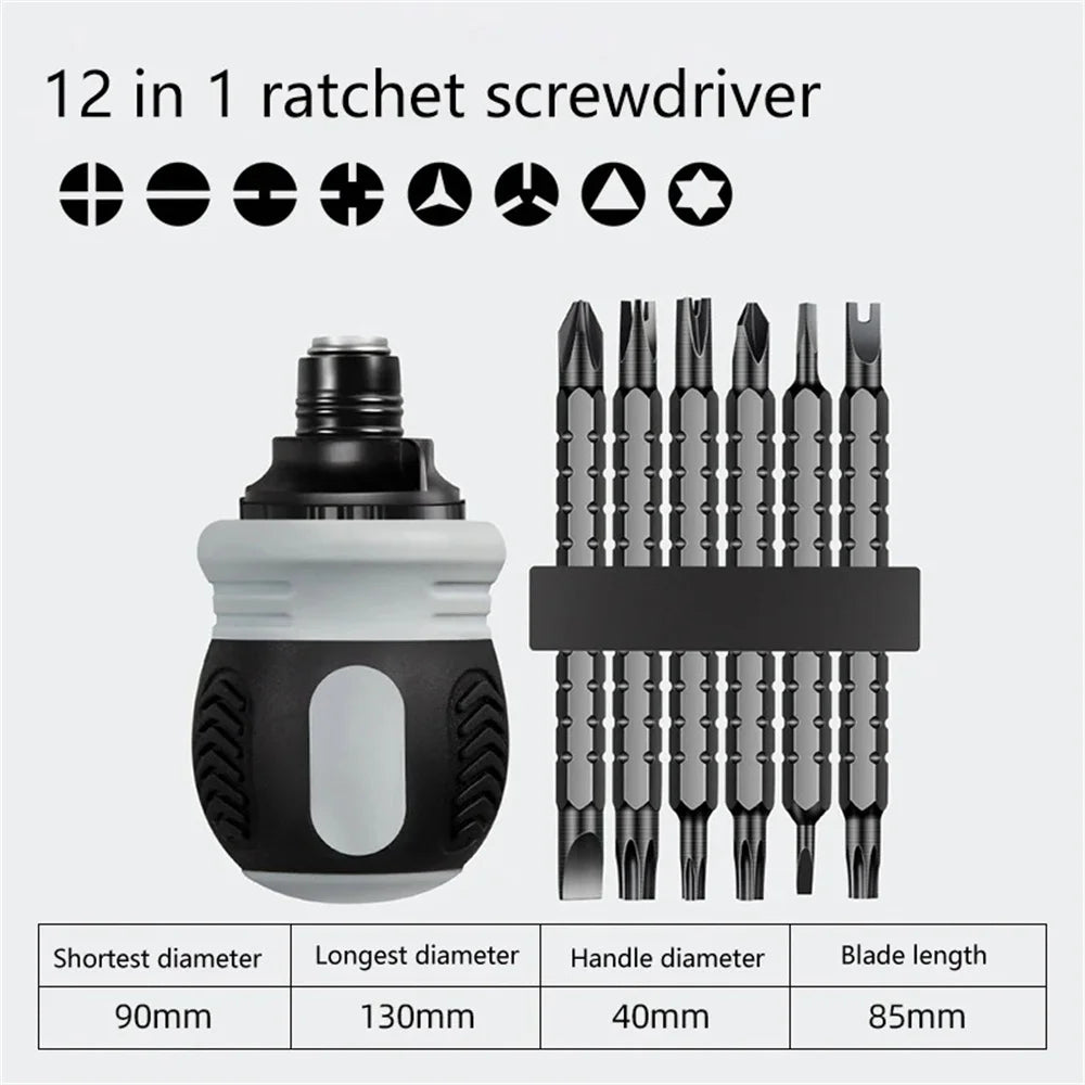 Multifunctional Triangular Plum Blossom Cross Inner Screwdriver Ratchet Screwdriver Set Short Shaped Radish Head High Hardness