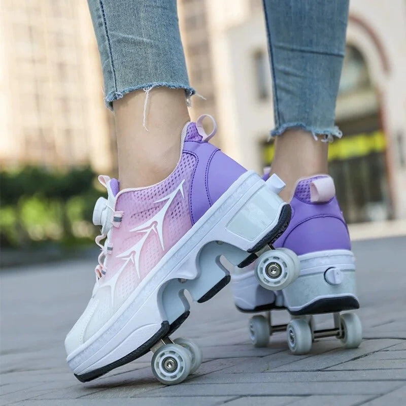 New Deformation Parkour Shoes 4 Roller Skating Shoes Kids Adults Unisex Sneakers Street Urban Fitness FSK Quad Skating Shoes