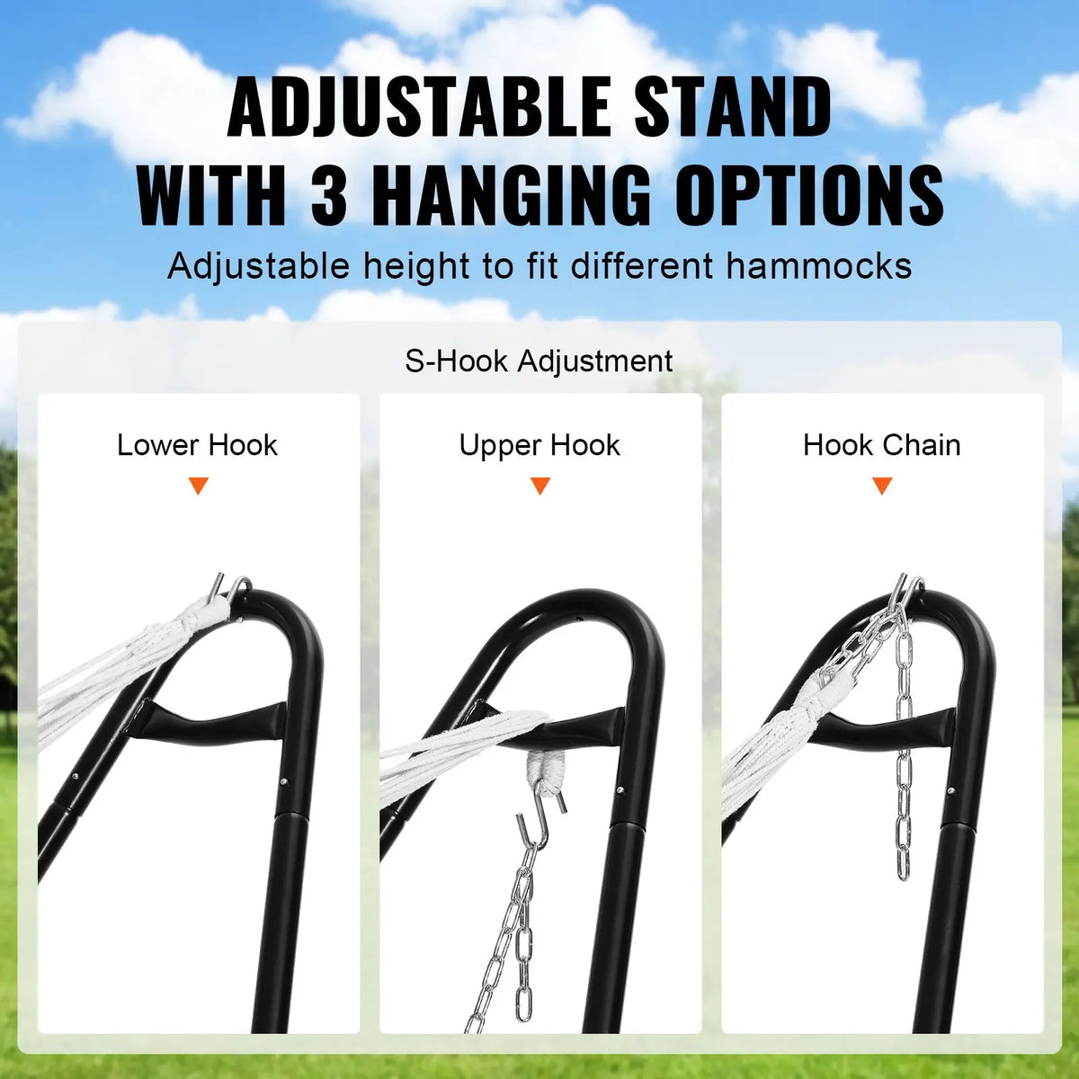 Universal 2-Person Hammock Stand Heavy Duty 550 Lbs Adjustable for 8-13 ft Hammocks Portable Outdoor Stand