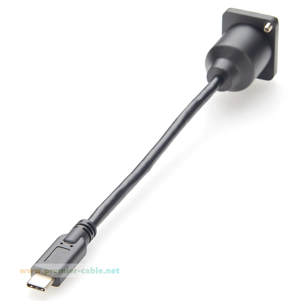 D-Type USB 3.1 C Male to Female Extension Cable Flange Chassis Panel Mount Bulkhead USB Type C Adapter 10Gbps Data Transfer