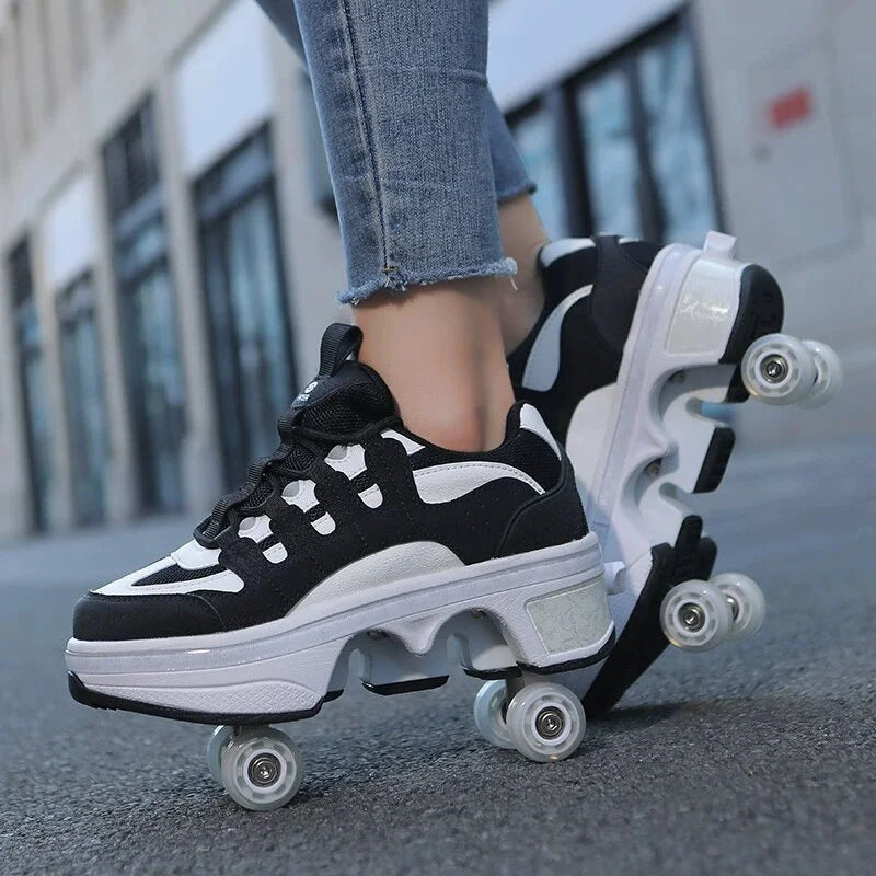 New Deformation Parkour Shoes 4 Roller Skating Shoes Kids Adults Unisex Sneakers Street Urban Fitness FSK Quad Skating Shoes