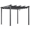 10FT X 10FT Modern Outdoor Retractable Pergola with Aluminum Canopy Sun Shade for Courtyard