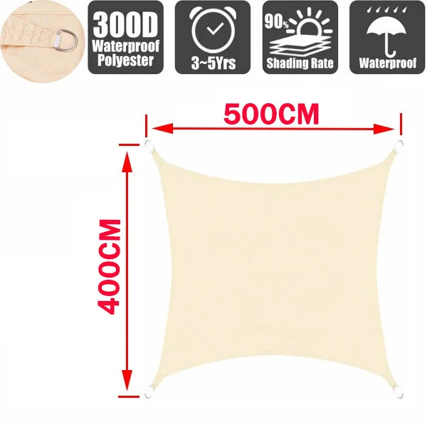 Outdoor Awnings Waterproof Sun Shade Sail Garden Canopi For Terrace Car Canvas Awning Rectangle Pool Sun-Shelter Sunshade Sail