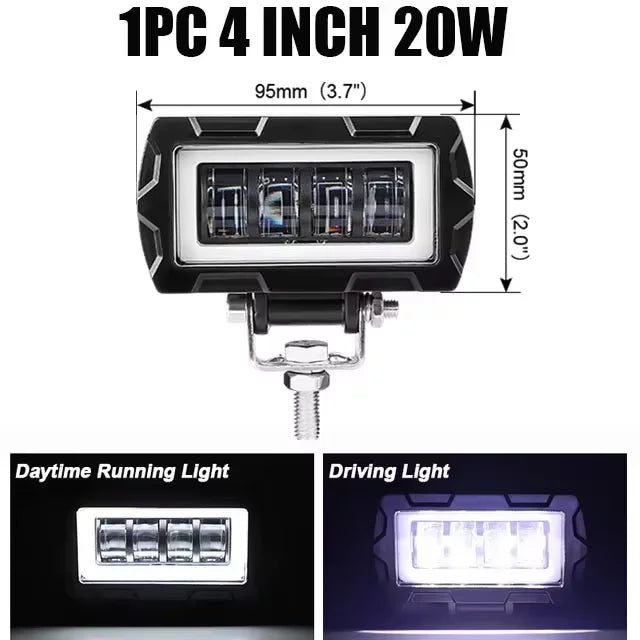 4 inch 5 inch 7D Angel Eye LED work Light Bar Offroad 4x4 Spotlight Fog Lamp 12V 24V Driving Work lamp DRL for Truck SUV ATV
