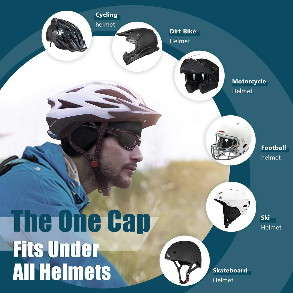 Winter Warm Cycling Skiing Cap with Glasses Holes, Cycling Helmet Liner for Men & Women Skiing Hat Liner