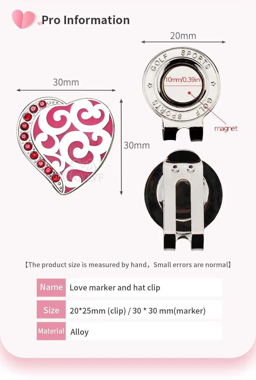 1pc Golf Bling Golf Ball Marker with A Standard Magnetic Hat Clip Gift for Women Golf Accessories Easily to Golf Cap New