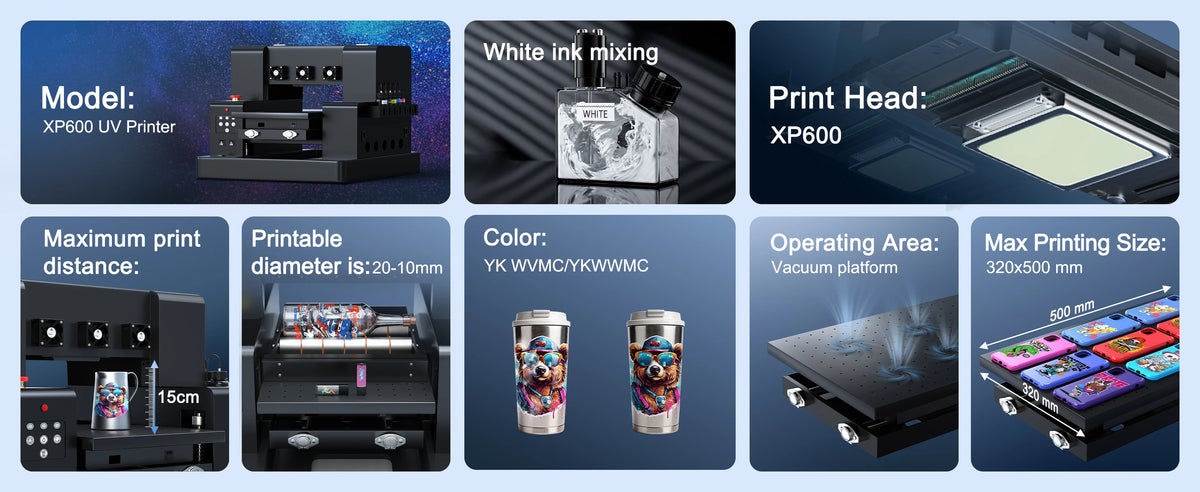 For Epson XP600 A3 UV Printer with XP600 Printhead UV Flatbed Printer A3 UV Sticker Printer For Bottle Case Acrylic Glass Print