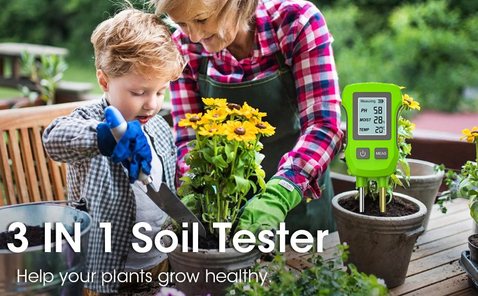 3 in 1 Digital LCD Soil Tester PH/Moisture/Temperature High Accuracy Soil Meter with Backlight for House Plants Garden Lawn Farm