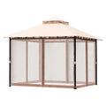 "10x10 FT Metal Frame Patio Gazebo with Mosquito Netting & PU Coated Polyester Canopy for 6-8 Person Backyard"