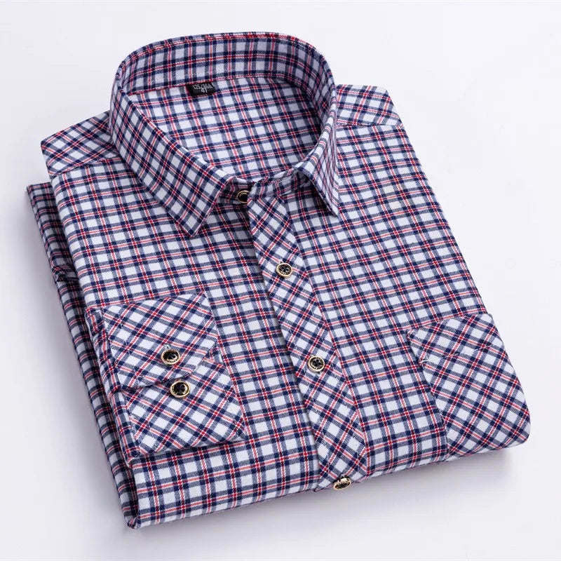 2024 New Fashion Men's Plaid Shirt Long Sleeve Cotton Regular Fit Men Casual Flannel Shirts Leisure Autumn Male Blouse Clothing