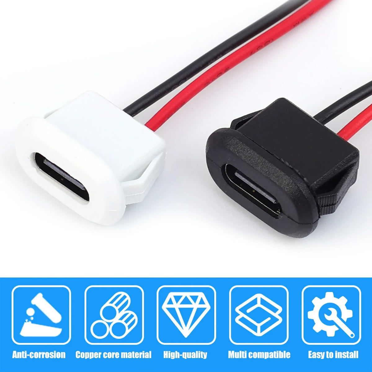 USB Type C Connector Jack Female Type-C with Card Buckle 3A High Current Fast Charging Jack Port USB-C Charger Plug Socket