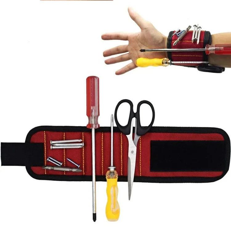 Five Rows of Ten Magnets Magnetic Wristband for Holding Screws,Nails,Drilling Bits,Wrist Tool Holder Belts with Strong Magnets