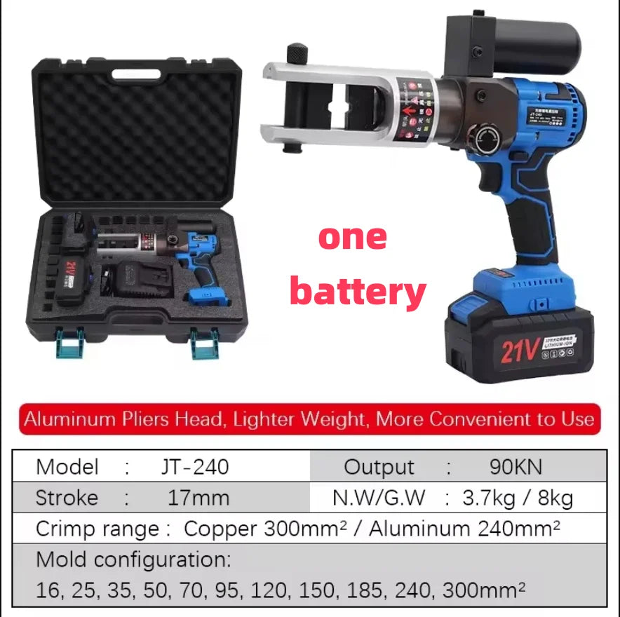 10-240mm Rechargeable Electric Hydraulic Wire Clamp Nippers SL240 Nose Brushless Motor Terminal Crimping Tool for Electricians