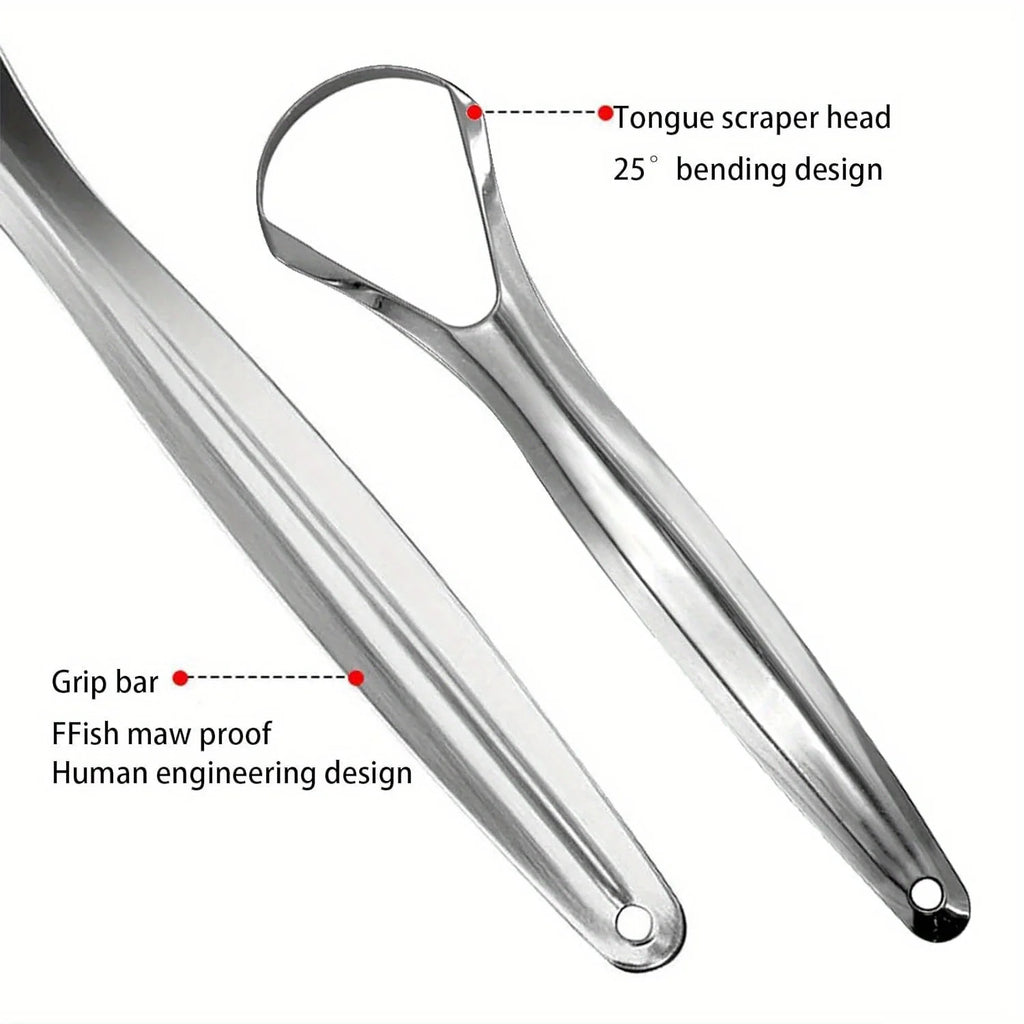 Adult Tongue Scraper Set Stainless Steel Spoon shaped tongue scraper, Reduces Bad Breath,Easy to Use,Oral Hygiene Tongue Cleaner
