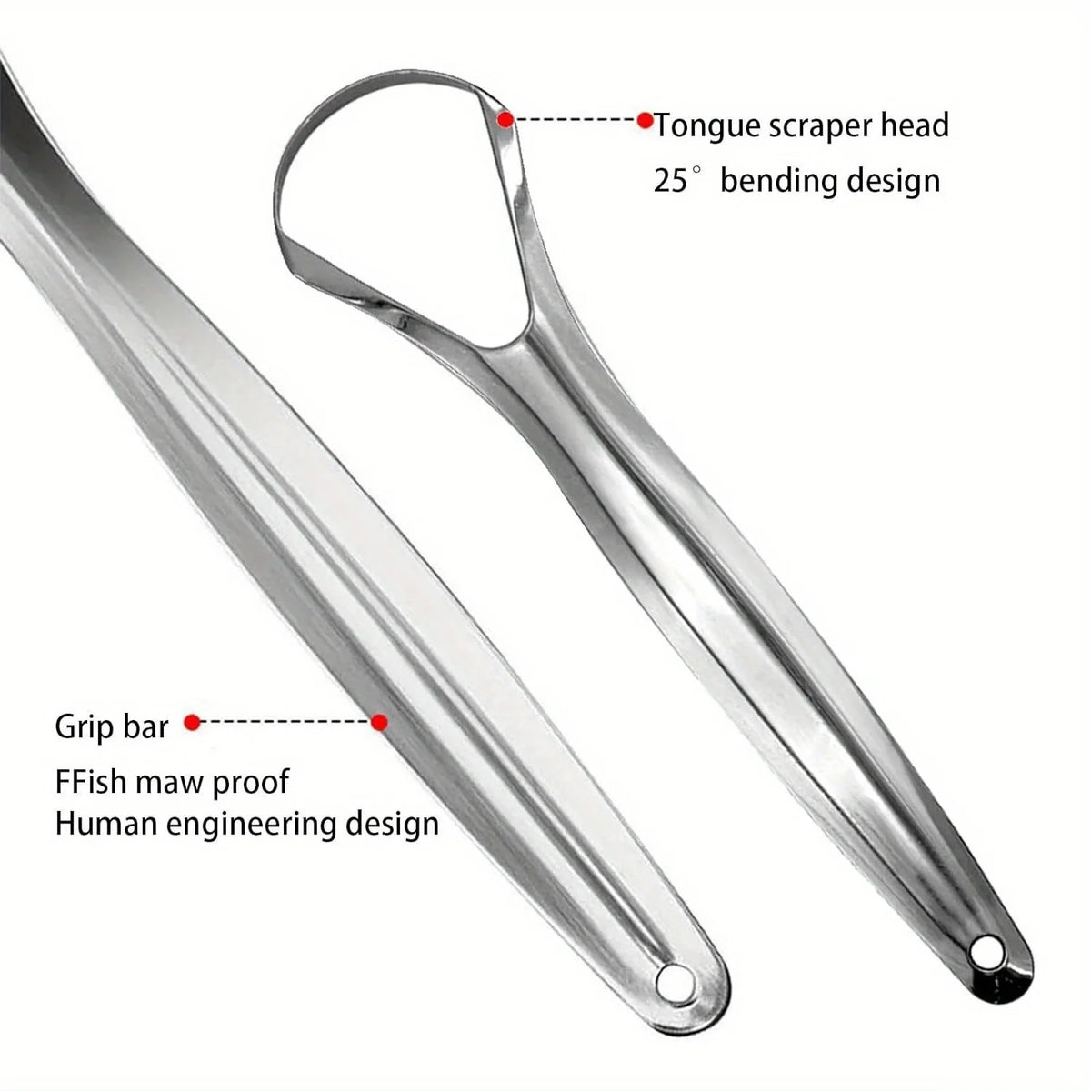 Adult Tongue Scraper Set Stainless Steel Spoon shaped tongue scraper, Reduces Bad Breath,Easy to Use,Oral Hygiene Tongue Cleaner