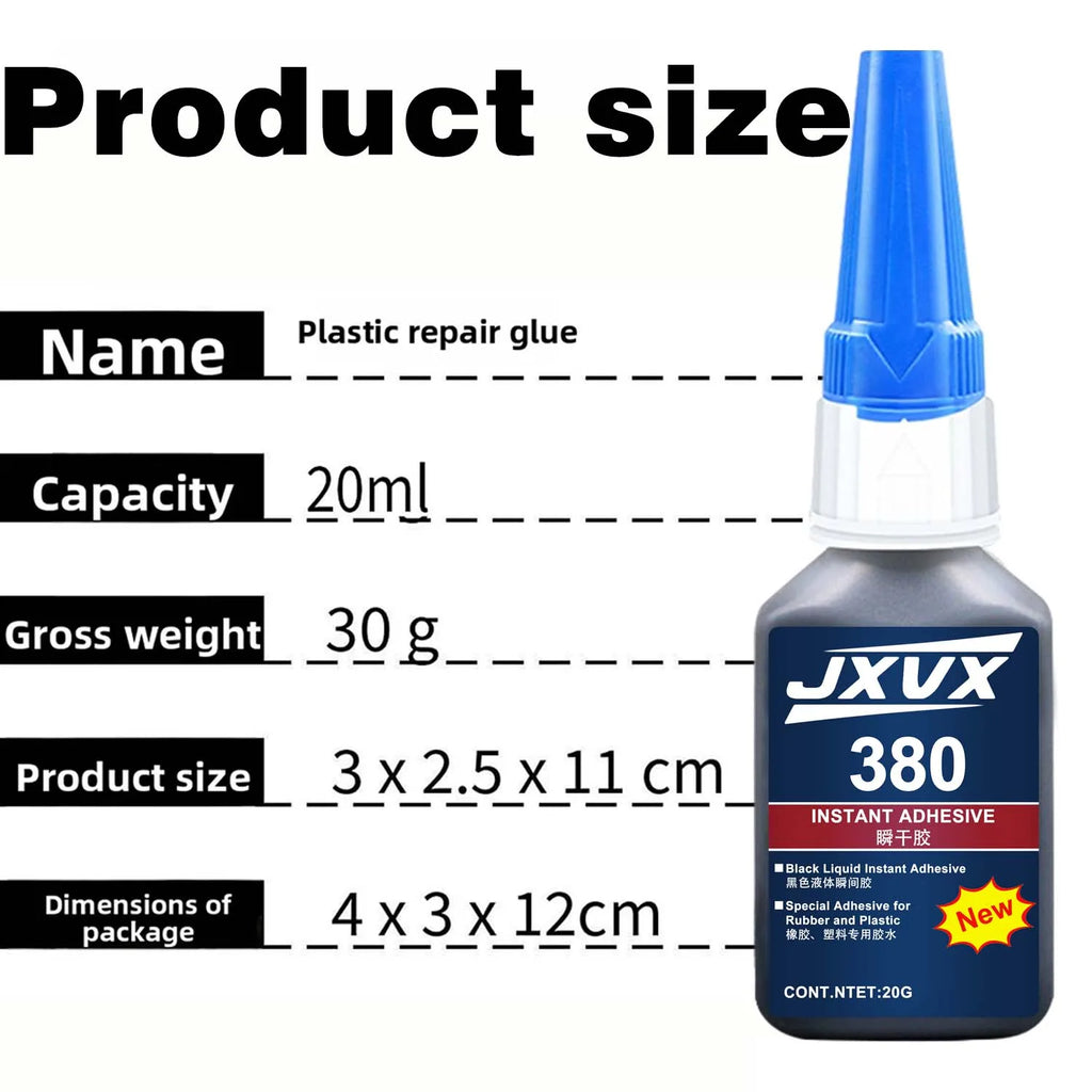 380 Strong Plastic Repair Adhesive - Waterproof Glue Instant Bonding Quickly Fixes Cracks,for ABS PP PVC Crack Fix All plastics.