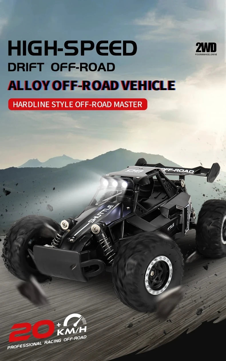 Oike Remote Control Car RC Drift Racing Vehicle Off Road Alloy 2.4G Radio High-Speed Trucks With LED Light Climbing Gift Kid Toy