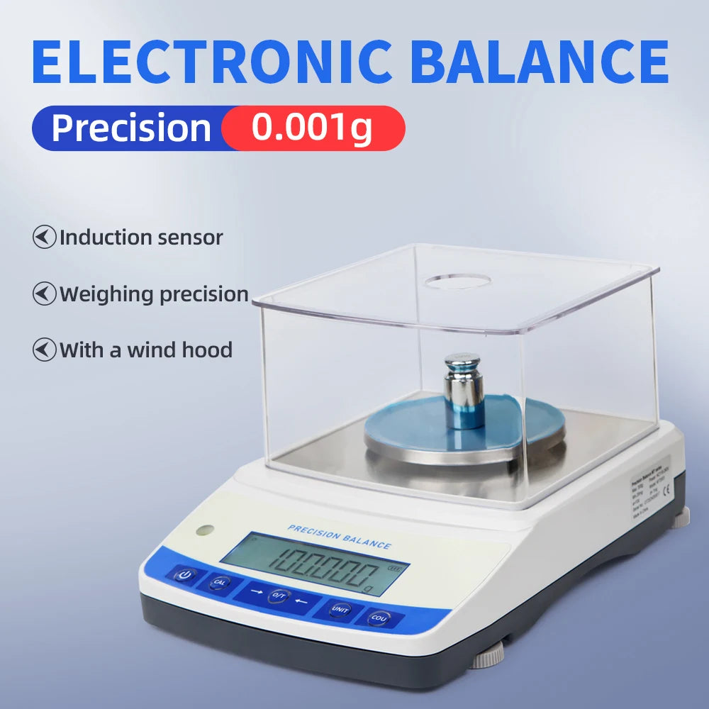 Lab Scale 500g 0.001g High Precision Electronic Balance Digital Analytical Balance Jewelry Scale with Windshield Balance Scale