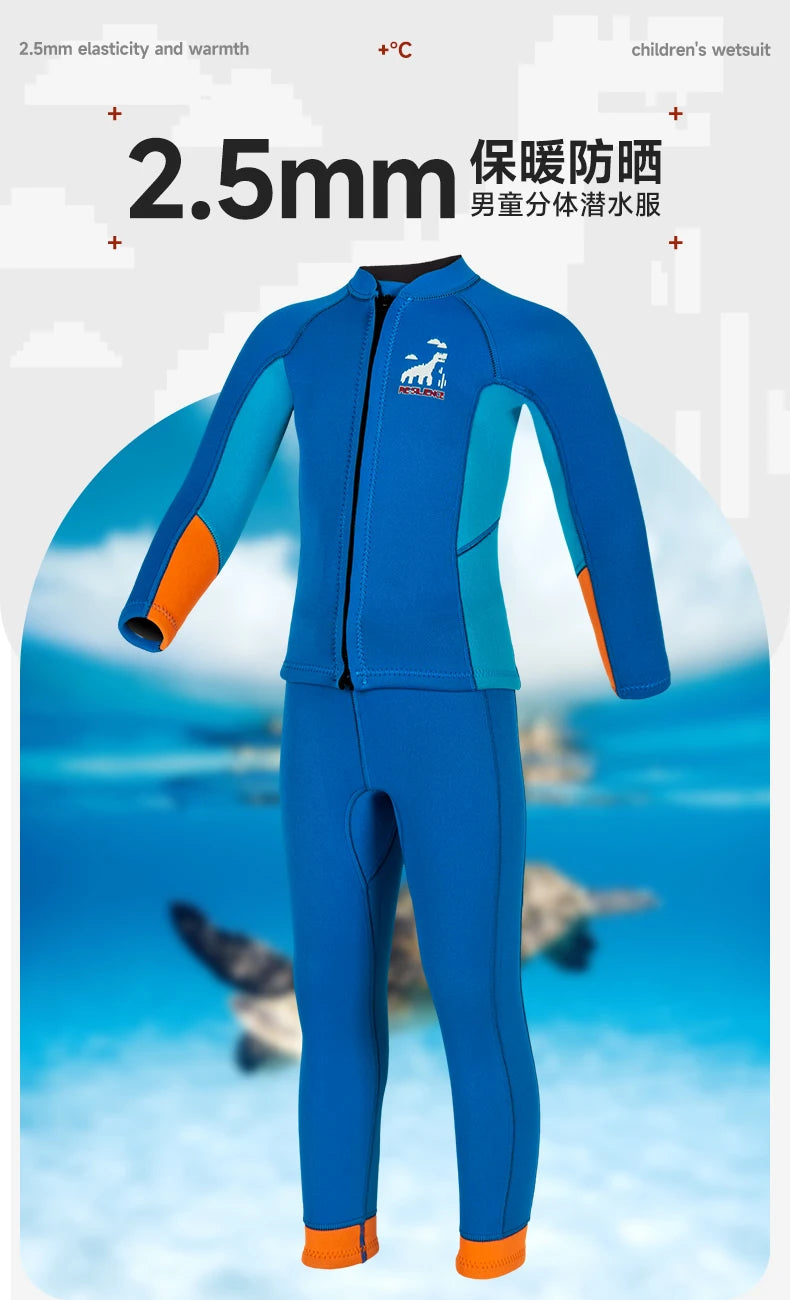 Kids Wetsuit Pants Top Jacket For Boy Toddler Youth Children's Wet Suit Surf Suits Neoprene 2.5mm Front Zipper Swimsuit