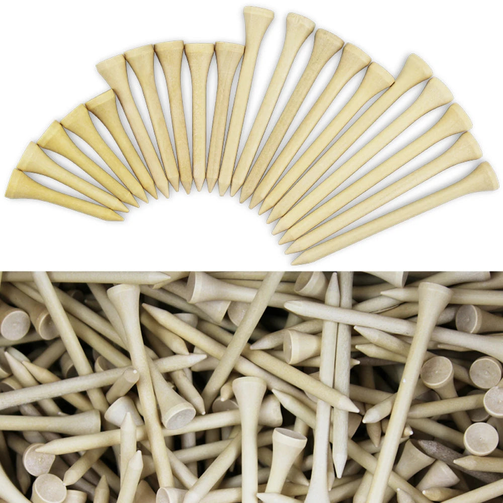 100 Count Wood Golf Tees Wooden Tee Golf Ball Holders Length 42mm 54mm 70mm 83mm Evironment-friendly Tee Micro Head Golf Tee