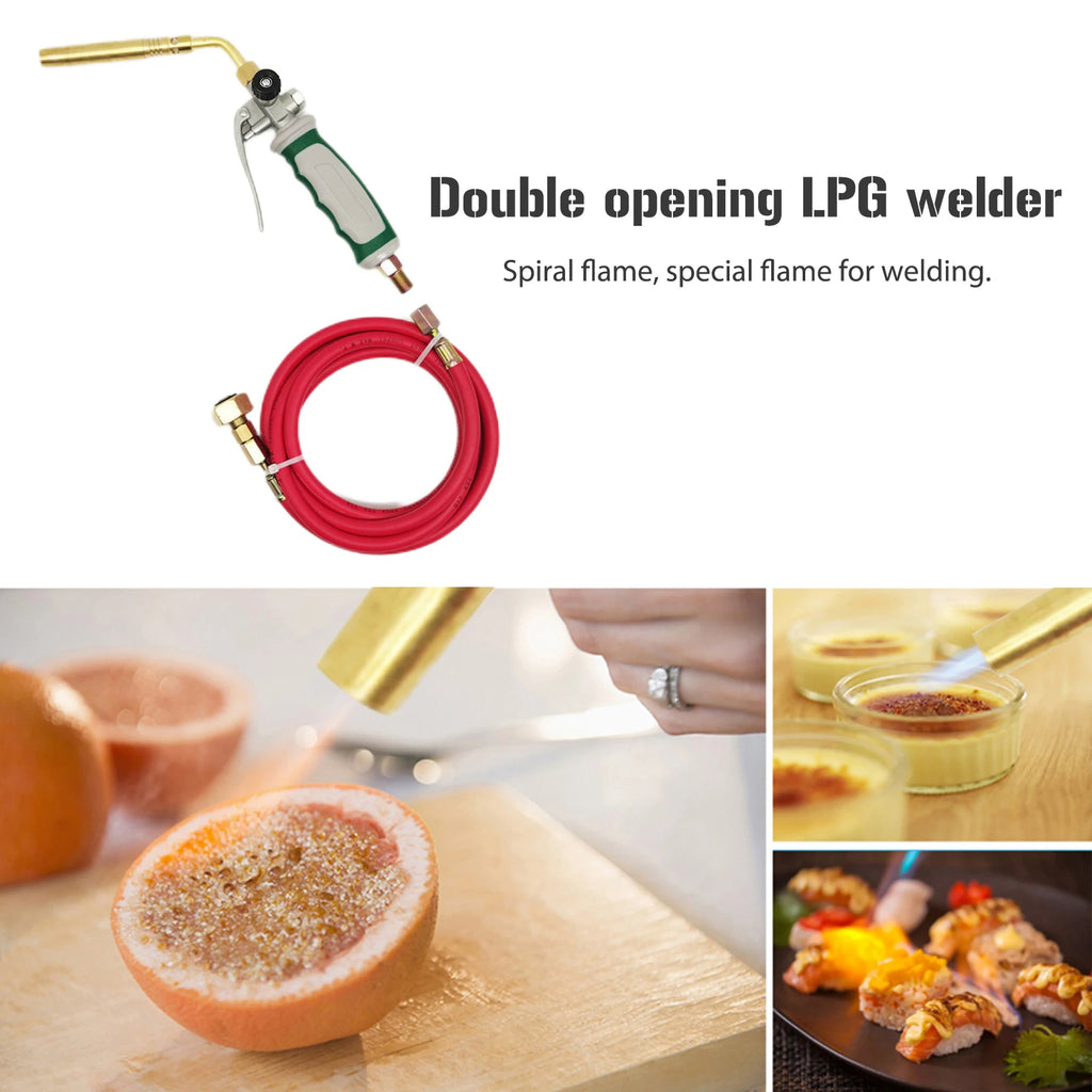Germany Style MAPP Soldering Torches Double Switch Portable Liquefied Gas Burner Spiral Flame with 1.6m Rubber Hose for Barbecue
