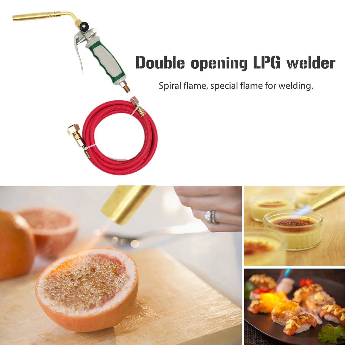 Germany Style MAPP Soldering Torches Double Switch Portable Liquefied Gas Burner Spiral Flame with 1.6m Rubber Hose for Barbecue