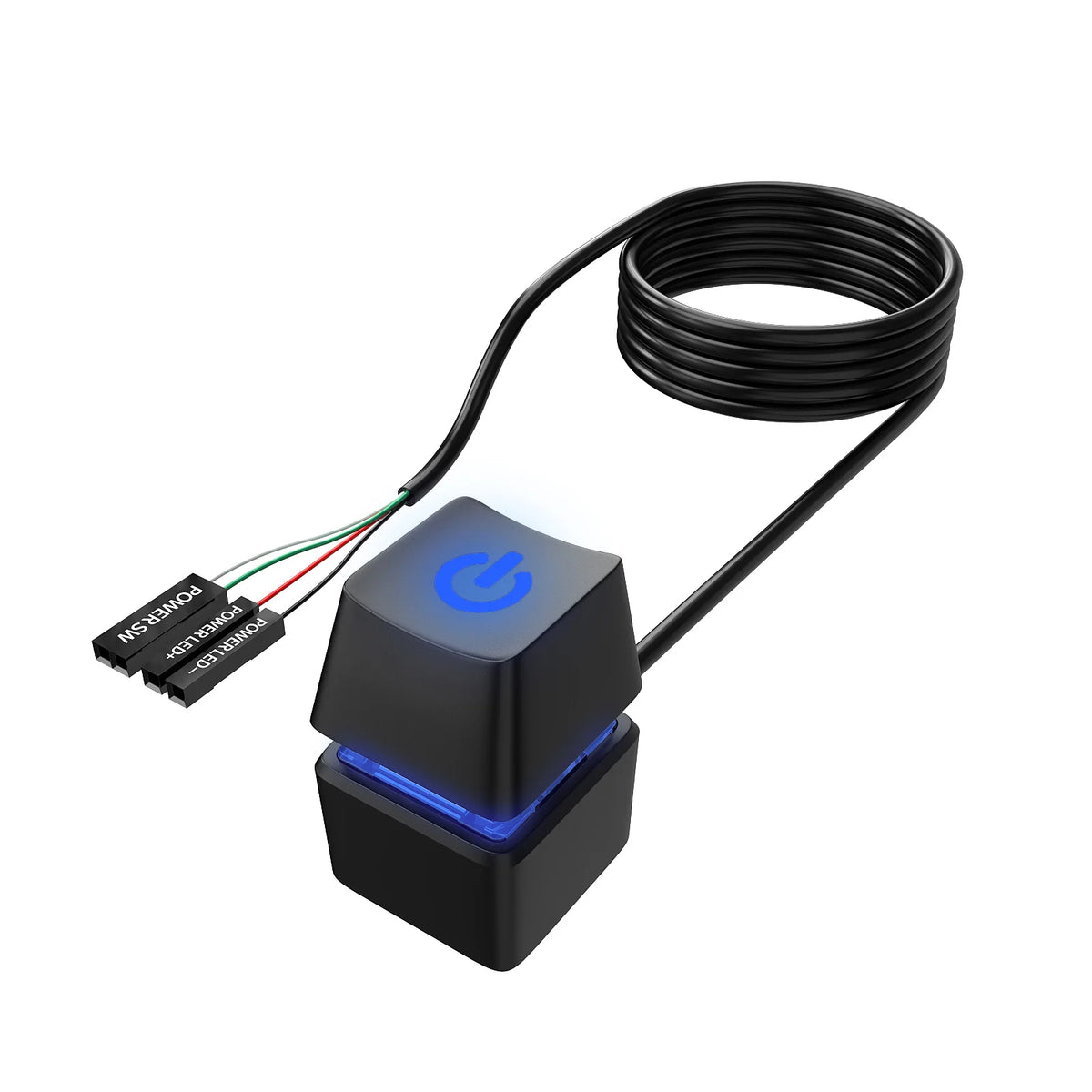 TEUCER Desktop Switch 2m Colorful LED Lights PC Motherboard External Start Power On/Off Button Extension Cable for Office Home