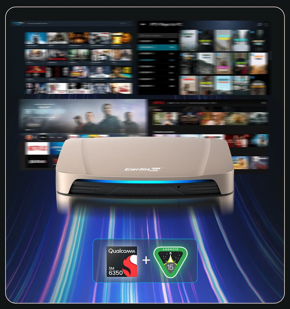 CarlinKit Ultra Box Android 15.0 SM6350 Tv Box CarPlay Wireless Android Auto Wireless Adapter Support Youtube Netfilx IPTV GNSS
