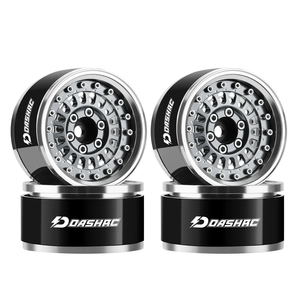 DashRC 1.9" Beadlock Wheels Aluminum Negative Offset Rims 4PCS for 1/10 RC Crawler SCX10 TRX4 TRX6 RC4WD D90