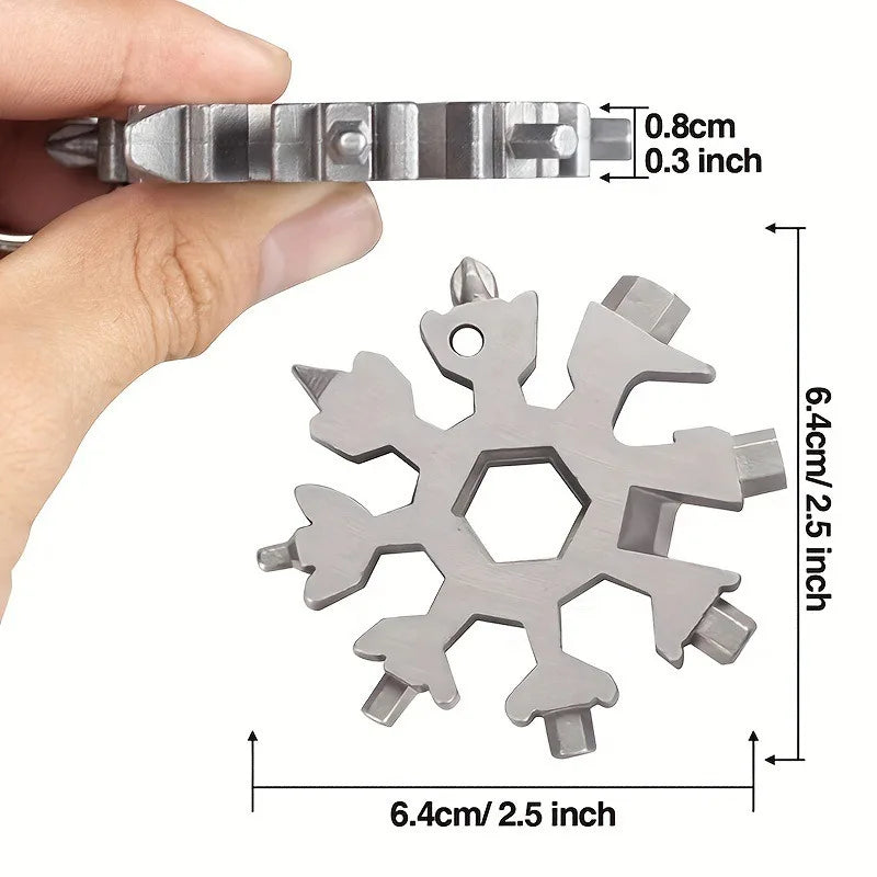 18-in-1 Snowflake Multi Tool Outdoor Camping Travel Camping Adventure Daily Survival Tools Stainless Screwsdriver Bottle Opene