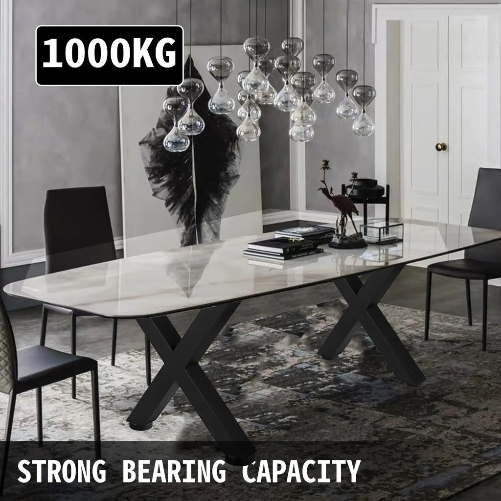 Set of 2 Heavy Duty 3.1\" Square Box Section X Frame Table Legs 28\" Height 31\" Width for Park Dining Table