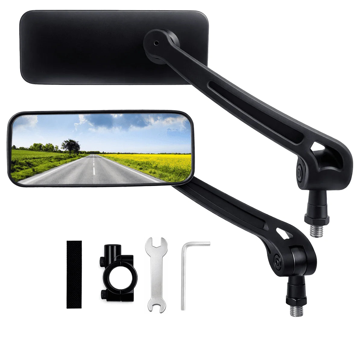 Pair of 360-Degree Rotating Bike Mirrors Scratch-Resistant Handlebar Mirrors for Safe Riding Rear View Glass Lens
