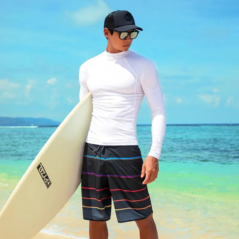 SAILBEE Men UV Protect Swimwear Long Sleeve Swimsuit Mens Rashguard Surfing Rash Guard Surf Shirt For Swimming Sail Drop Ship