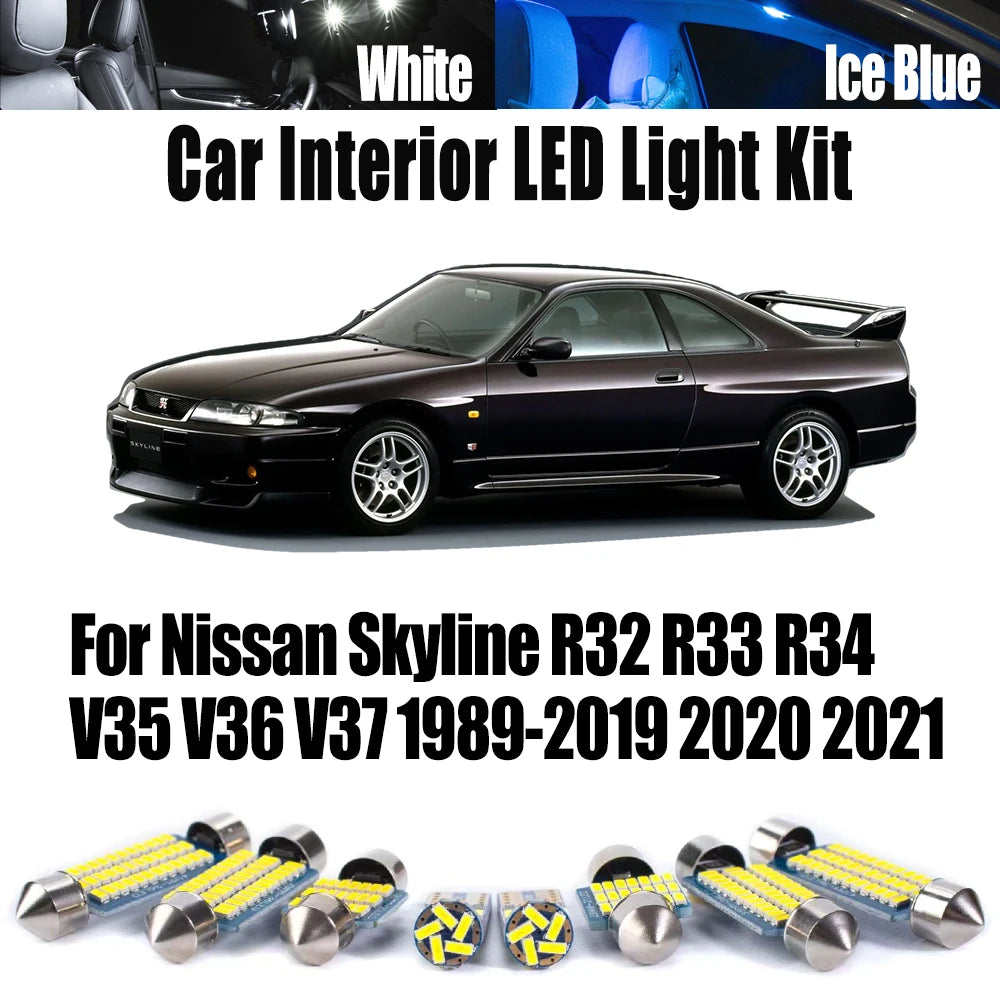 LED Interior Map Dome Trunk  Door Light Kit For Nissan Skyline R32 R33 R34 V35 V36 V37 1989-2018 2019 2020 2021 Car Accessories